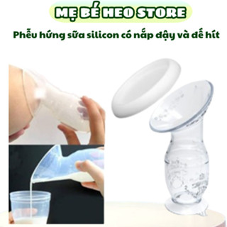  Phễu cốc hứng sữa silicon có nắp đậy và chân đế hít dung tích 110ml 