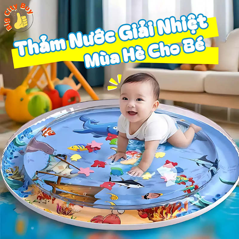 Thảm nước đệm nước mát cho bé nhún đệm nước chống tràn tặng kèm bơm, thảm nước cho em bé bò trườn_thumbnail_0
