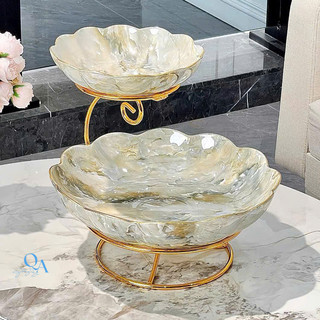  Mẫu mới 2026| Khay đĩa kệ bồng hoa quả bánh kẹo sứ vân đá cao cấp 2 tầng. Khay mứt bánh LUXURY HOME DECOR có sẵn I1 