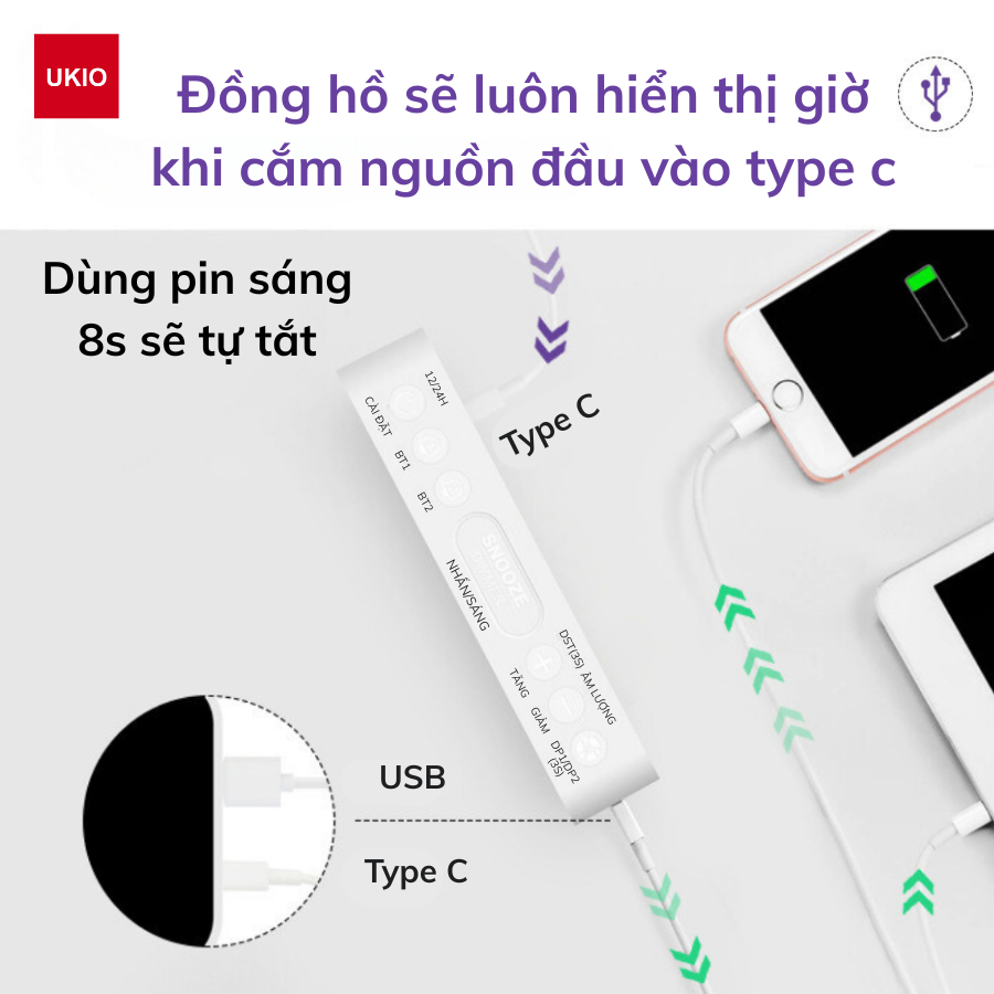 Đồng hồ led để bàn báo thức UKIO màn hình LCD cao cấp đo nhiệt độ , ngày, tháng | BigBuy360 - bigbuy360.vn