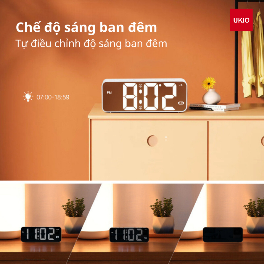 Đồng hồ led để bàn báo thức UKIO màn hình LCD cao cấp đo nhiệt độ , ngày, tháng | BigBuy360 - bigbuy360.vn
