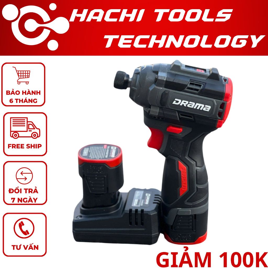 Máy Chuyên Vít Drama D-5818 FLEX Có Búa - Pin 16,8v động cơ không chổi than - 3 Cấp Chỉnh Lực.