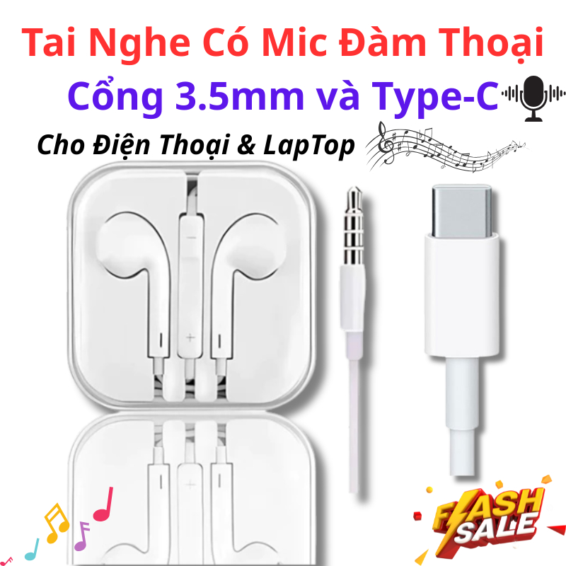 Tai Nghe có dây nhét tai Chân Tròn Jack 3.5mm Tích Hợp Mic Thoại Dùng Cho điện thoai laptop PC pad