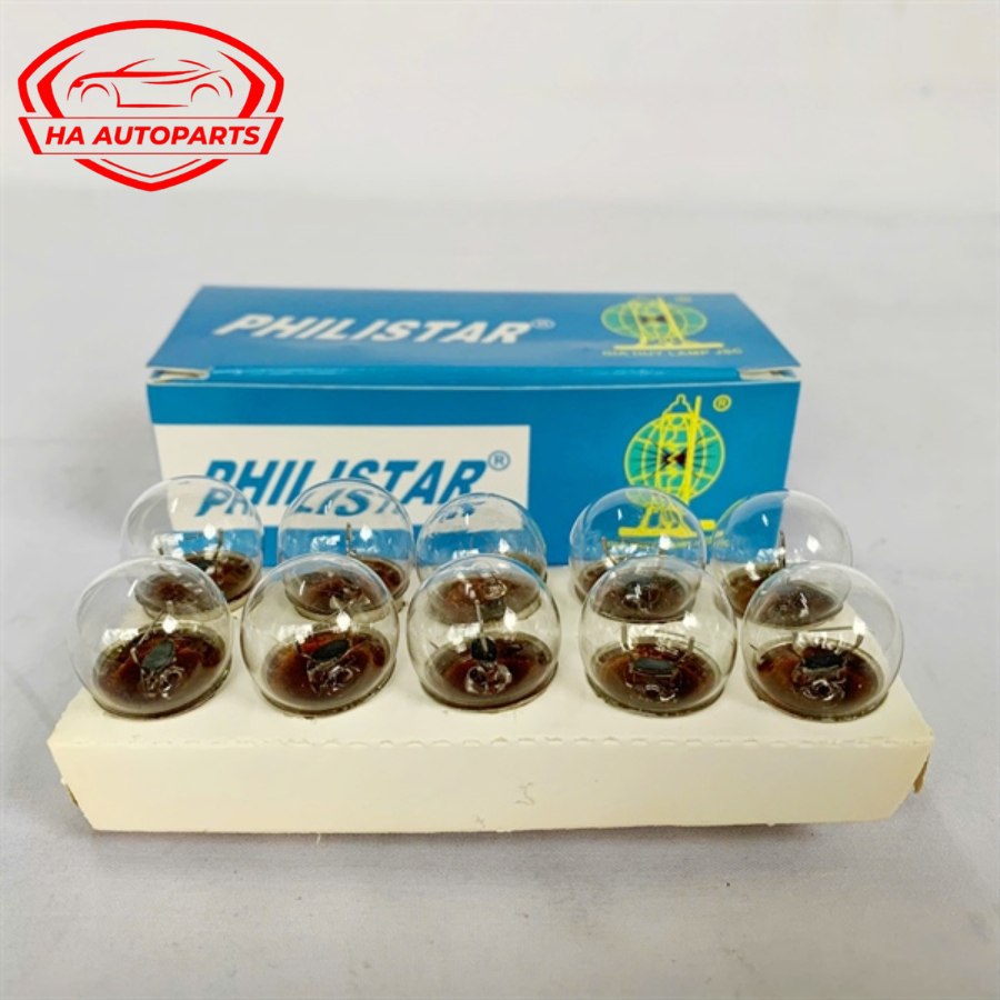 Bóng đèn xinhan halogen Philistar G18 12V 10W bóng trắng 1 tóc - 2 tóc (Mã: G18 12V 10/5W, G18 12V 1