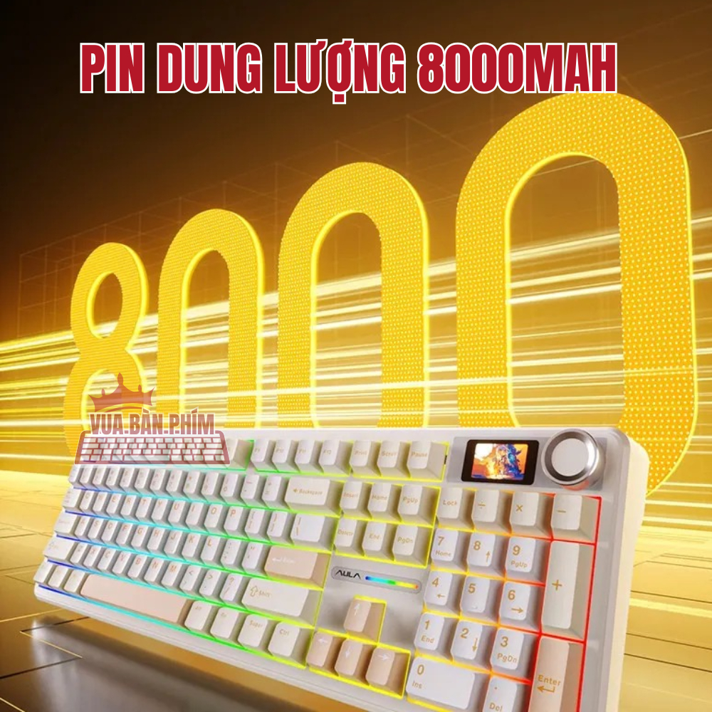 Bàn phím cơ không dây Aula F108 | aula f108 pro, màn hình tùy chỉnh , mạch xuôi, 3 mode, hotswap, led rgb, full foam | BigBuy360 - bigbuy360.vn