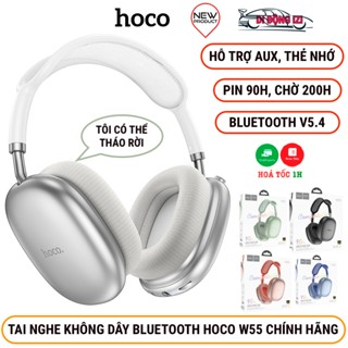 Tai nghe Chụp Tai Không Dây Có Mic Hoco W55 - Tai Bluetooth V5.4, Pin Trâu 90h, Đệm Tai Có Thể Tháo Rời [CHÍNH HÃNG]