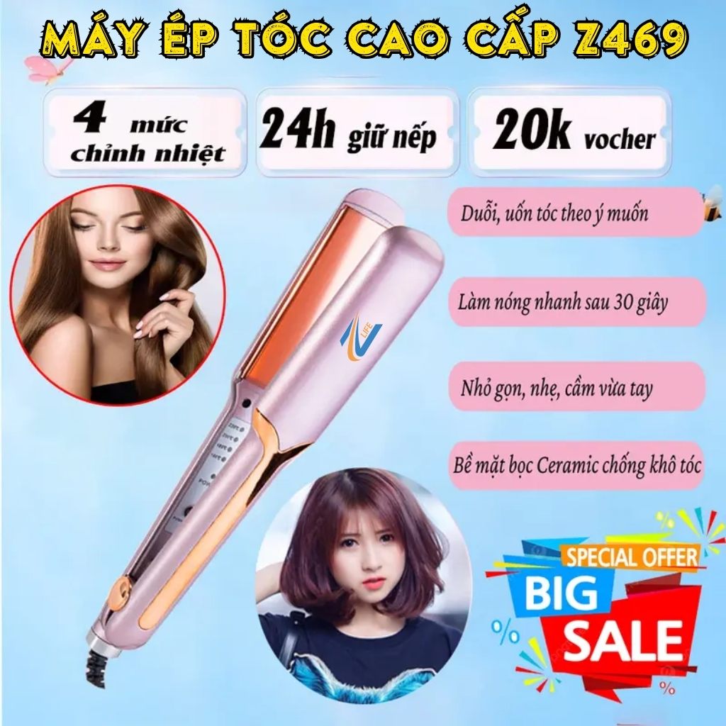 Máy Ép Tóc Uốn Duỗi Z469 Zlife | Uốn Cụp Xoăn, Duỗi Thẳng Tại Nhà, Hạn Chế Hư Tổn Tóc