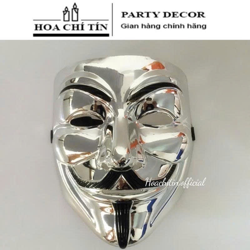 Mặt Nạ Hacker Anonymous bạc bóng Hóa Trang Halloween