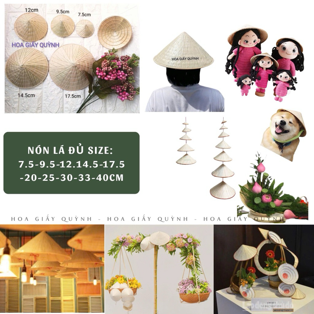 NÓN LÁ MINI TRANG TRÍ (đường kính 7.5cm/9.5cm/12cm/14.5cm/17.5cm)