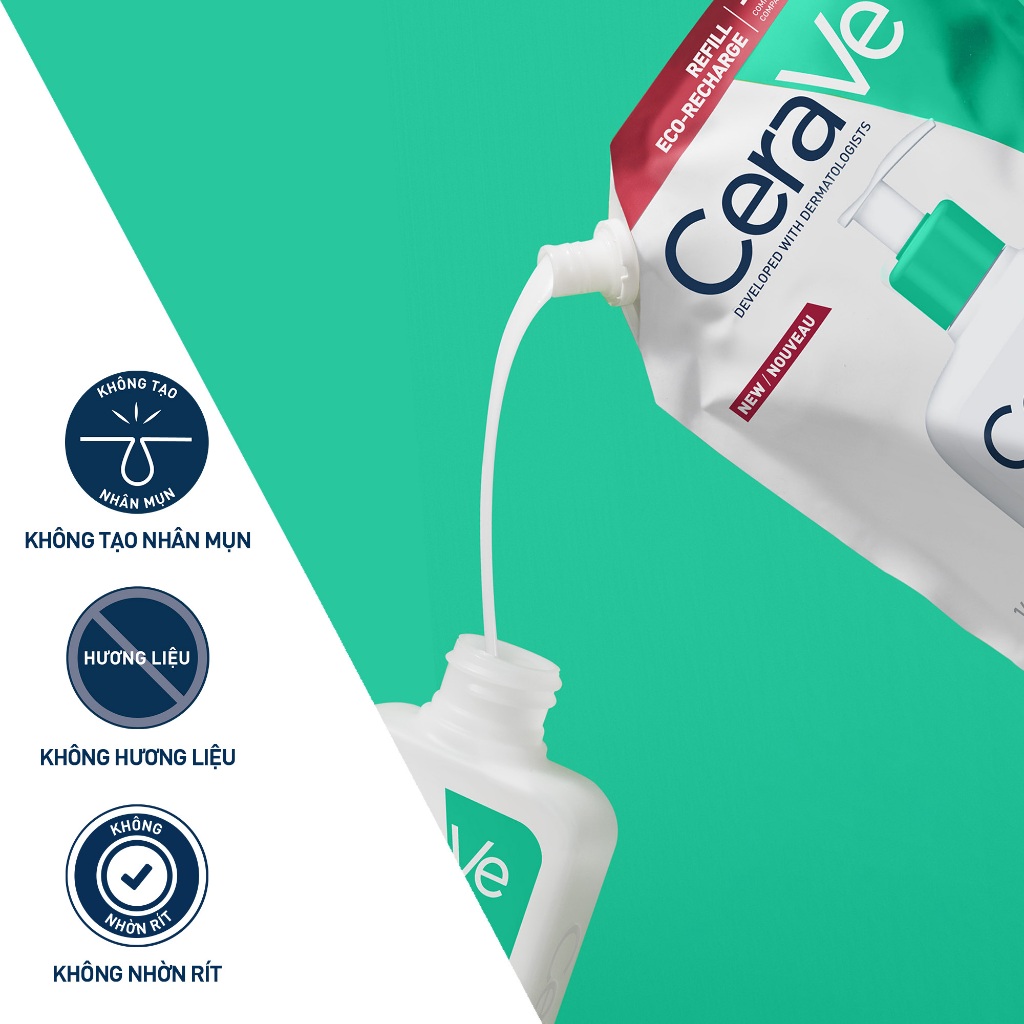Túi refill sữa rửa mặt giúp làm sạch sâu và kiềm dầu Cerave Foaming Cleanser 473ML | BigBuy360 - bigbuy360.vn