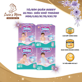 [Combo 2 Gói] Tã/Bỉm Quần Bobby Ultra+ Siêu Khô Thoáng Mềm Mại, Size M/L/XL/XXL - Lucie's Mom