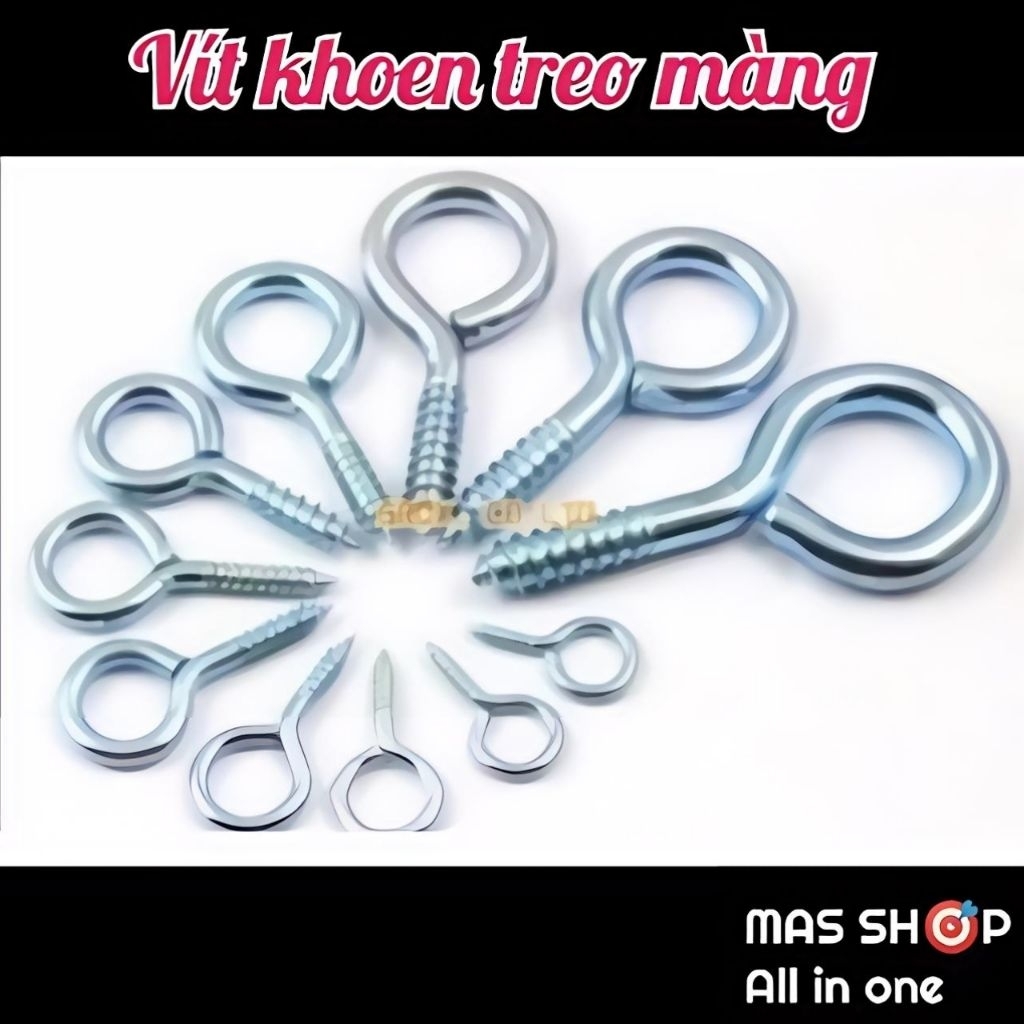 Vít khoen tròn treo (móc) màng có 4 cỡ