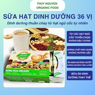 [ Hộp 900g ] Sữa Hạt Dinh Dưỡng 36 Vị HỒNG HOA ORGANIC Không Đường, Không Đậu Nành, Ăn Sáng Ăn Kiêng