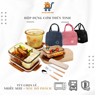 Hộp Thủy Tinh Hổ Phách Nhiều Size, 1-2 Ngăn – Chống Tràn, Chịu Nhiệt, Quay Lò Vi Sóng, Sang Trọng