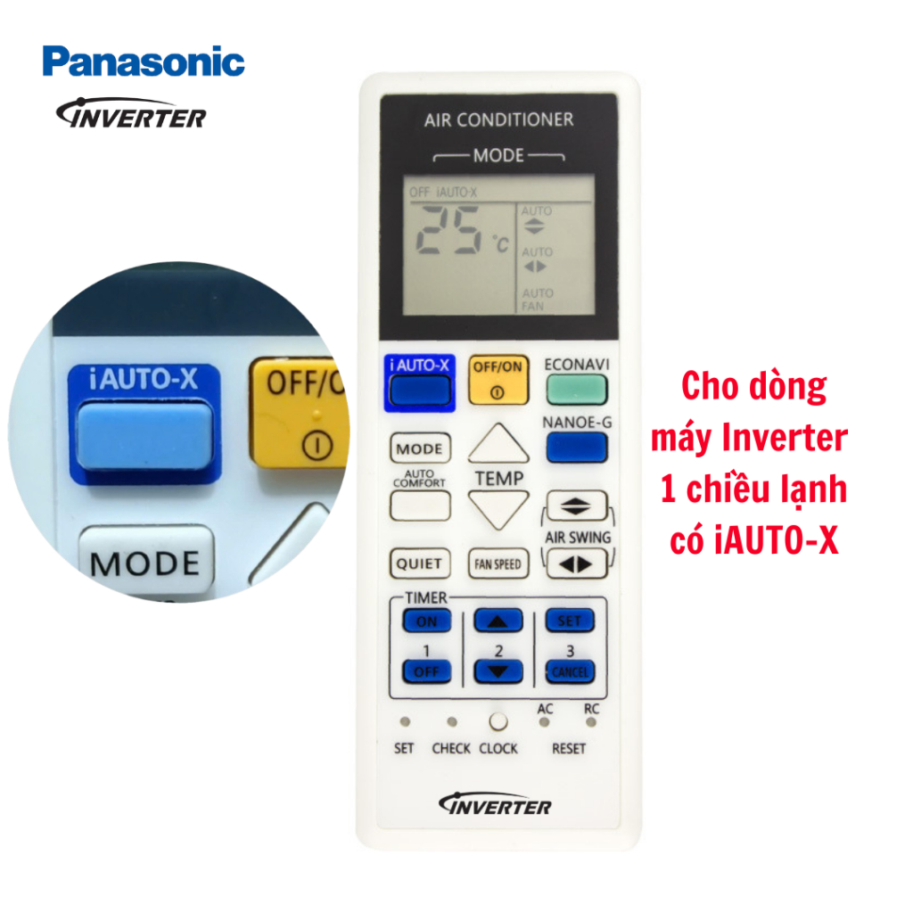 Điều khiển dành cho điều hoà PANASONIC (Inverter có iAUTO-X)