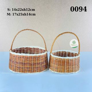 Giỏ tế viền mây tre đan decor cắm hoa trang trí nhà cửa 0094