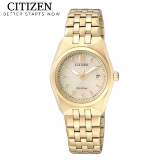 Đồng hồ nữ citizen eco-drive dây thép không gỉ ew2292-67p - mặt vàng nhạt