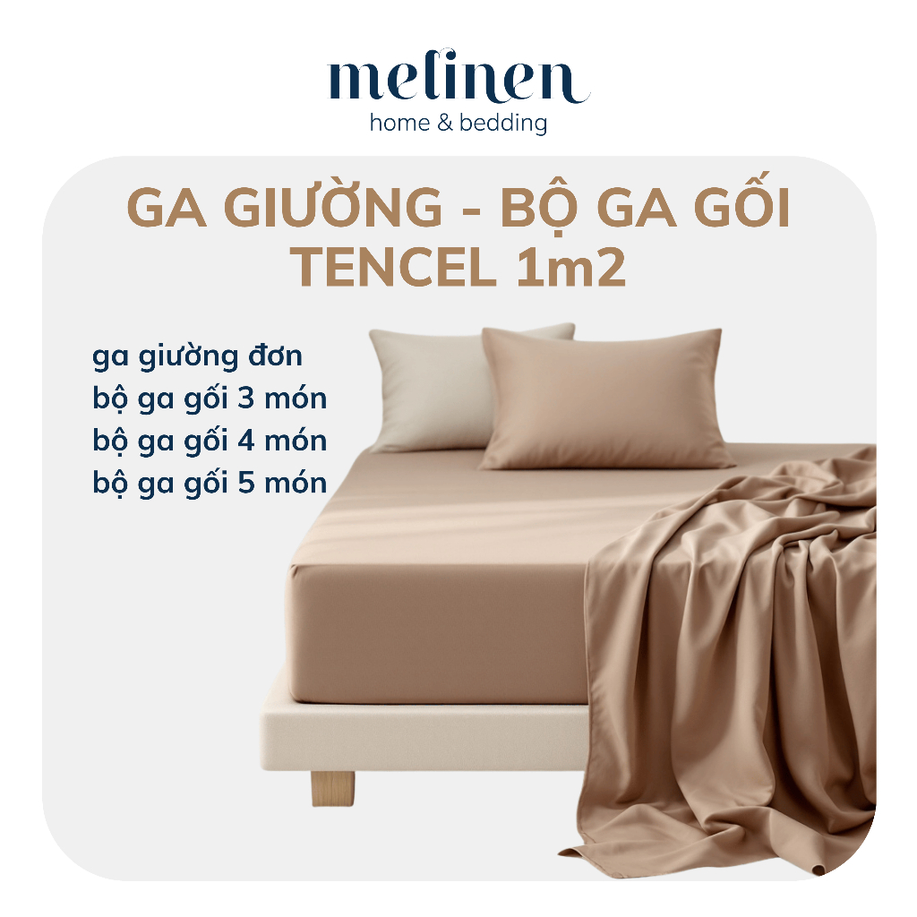 [1m2] Ga Giường / Bộ Ga Giường Lụa Tencel 60S Màu Trơn Melinen Bo Thun