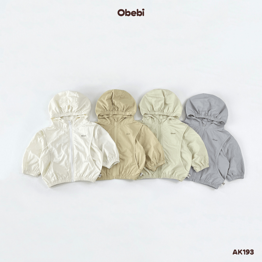 Áo Khoác Gió Chống Nắng Obebi Chống Tia UV Cho Bé Trai Bé Gái từ 5kg - 19kg AK193
