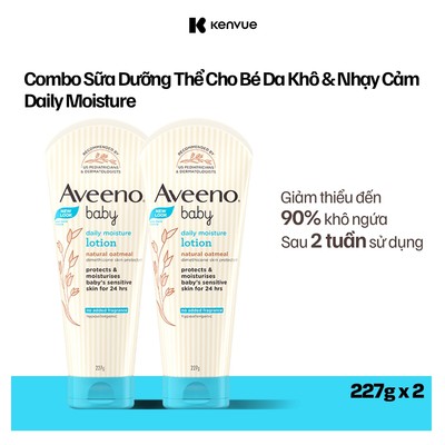 [LIVE] Bộ 2 Sữa dưỡng ẩm cho da khô và nhạy cảm Aveeno Baby Daily Moisture 227g