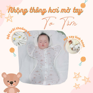 Nhộng thông hơi tơ tằm Babymommy cho bé 3-12kg, nhộng chũn cho bé thoáng khí đóng mở tay, mềm mịn, thấm hút mồ hôi