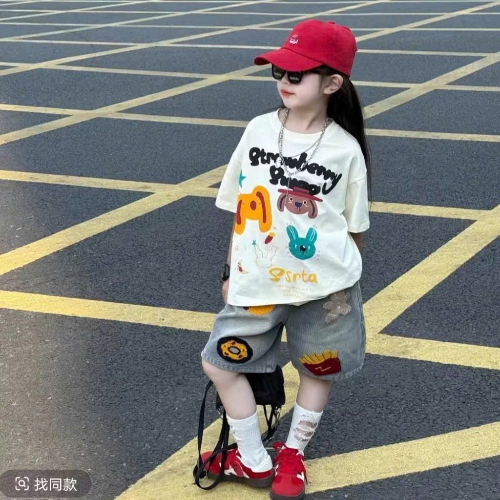 (CO) quần sóc với áo phông cho bé gái