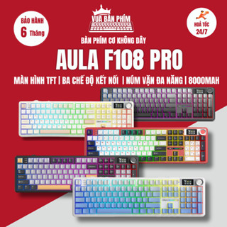   HÀNG SẴN  Bàn phím cơ không dây Aula 108 pro màn hình tùy chỉnh  full phím 3mode  mạch xuôi  led rgb hostswap 