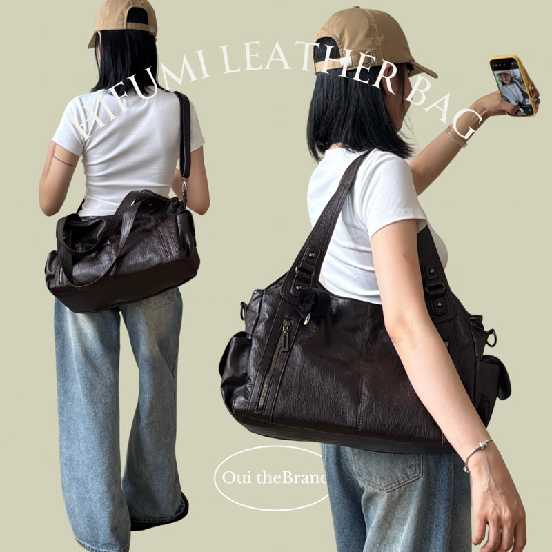 [ Tặng 𝗦𝘂𝘀𝘂𝘄𝗮𝘁𝗮𝗿𝗶 ] 𝗛𝗶𝗳𝘂𝗺𝗶 ひふみ 𝗟𝗲𝗮𝘁𝗵𝗲𝗿 Bag - Túi Da Phong Cách Y2K HIFUMI ( Ouithebrand ) | BigBuy360 - bigbuy360.vn