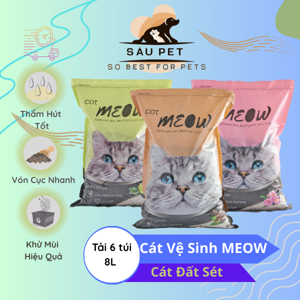 [Combo 6 túi] Cát vệ sinh cho mèo Tải cát mèo Cat meow 6 túi x 8L