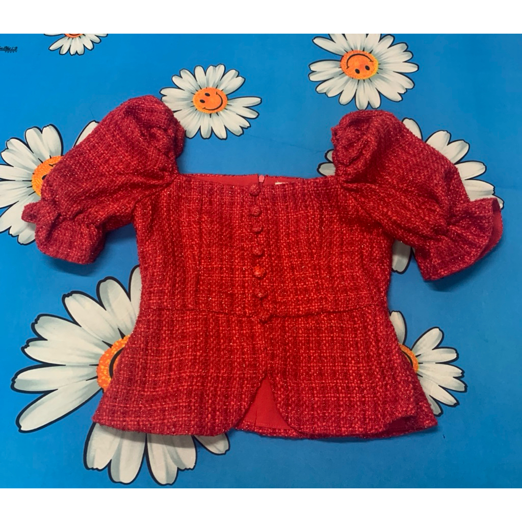 Áo dạ đỏ nữ sz s bling bling