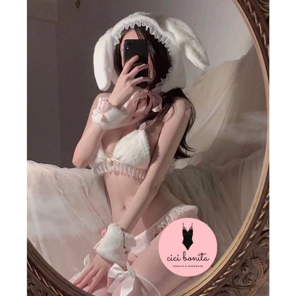 CP168 [Cao Cấp Loại 1] Set Cosplay Thỏ Lông Trắng Kèm Nón Xinh Yêu CICI BONITA | BigBuy360 - bigbuy360.vn