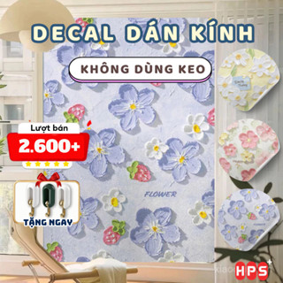 Decal dán kính cửa sổ chống nắng họa tiết 3D dễ thương không dùng keo HPS, Giấy dán kính chống nhìn trộm, chống nước