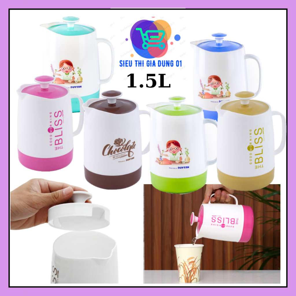 Ca Nước Cách Nhiệt Nhựa Duy Tân 1,5 lít, Ca đựng trà đá quán ăn