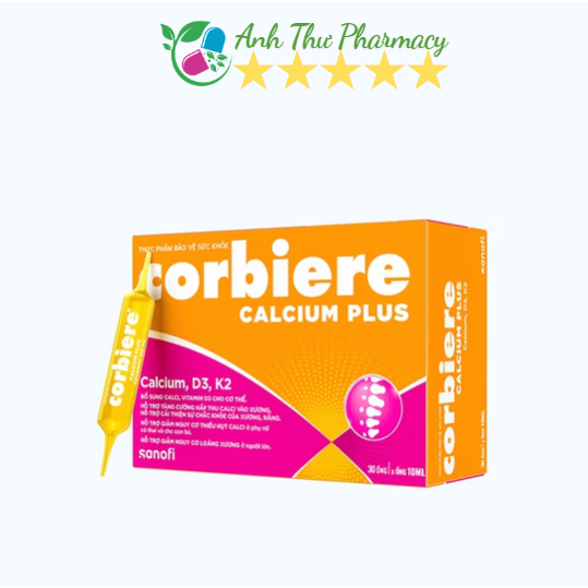 Calcium Corbiere Plus Bổ sung Canxi D3 K2 Sanofi 10 ML Hộp 30 ống