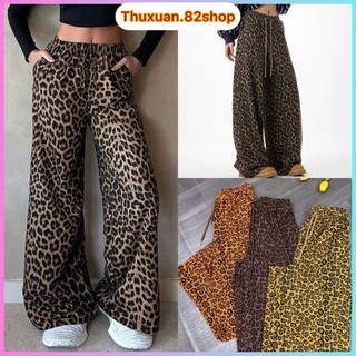 🔥HÌNH THẬT🔥Quần Dài Ống Rộng Hoạ Tiết Da Beo Hot Hit Lưng chun Freesize 54kg | Quần ống rộng dáng suông da beo cá tính