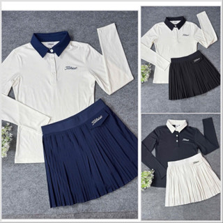 Sét thể thao nữ chơi Golf Tennis Pickleball chất thun co giãn đẹp lên phom xinh váy bên trong có quần và túi