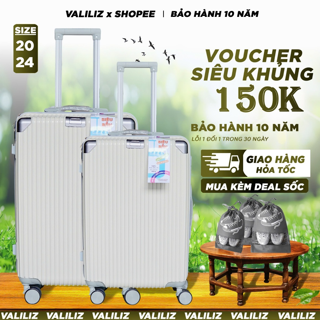 Vali HP218 ABS+PC chống vỡ  (bh trọn đời)  chính hãng size 20/24/28 (bh trọn đời) - MS867