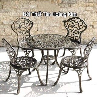 bàn ghế nhôm đúc sân vườn,ban công nhập khẩu mẫu lá cây 2 ghế 1 bàn tròn 60cm