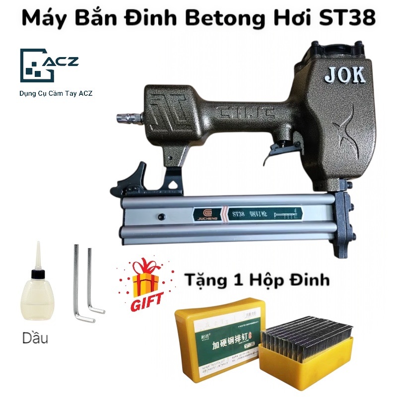 Máy Bắn Đinh Betong Hơi ST38 JOK, Súng Bắn Đinh Betong Hơi, Dùng cho Đinh ST18, ST25, ST32,ST38...