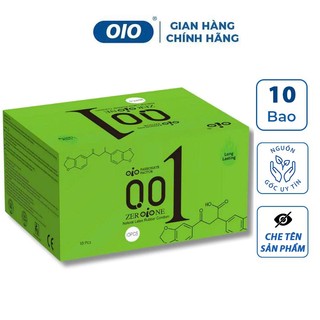 Bao cao su gai oio Xanh Lá hộp 10 cái siêu mỏng kéo dài thời gian quan hệ