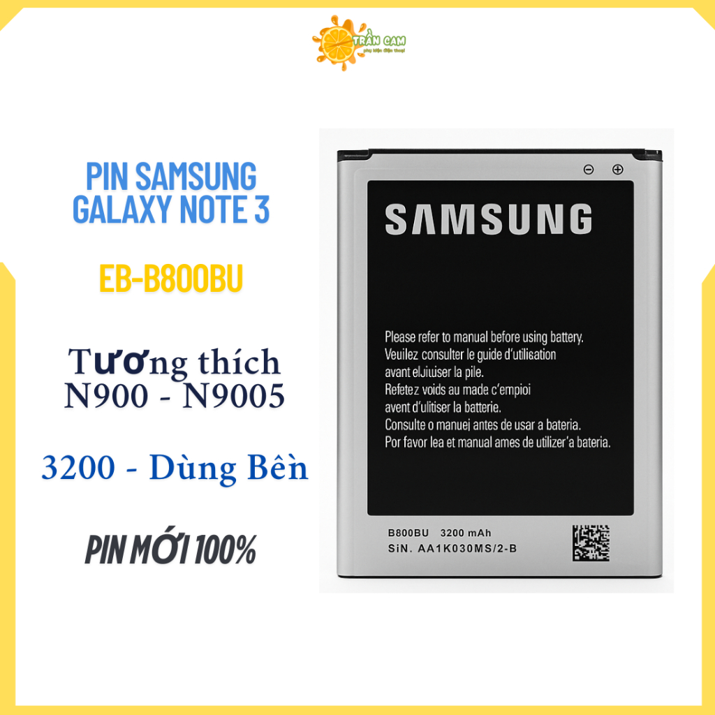 Pin Samsung Galaxy Note 3 EB-B800BU 3200mAh – Tháo Lắp Dễ, Dùng Bền, Tương Thích N900 N9005