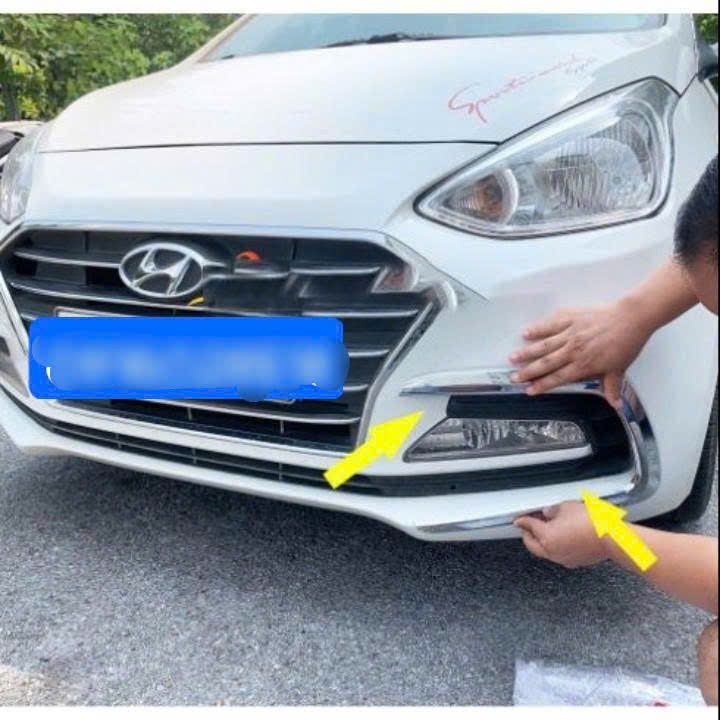 Ốp đèn gầm trước, ốp đèn cản Grand i10 Sedan 2017 2018 Mạ Crom hàng đẹp op den sương mù