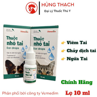 Thuốc Nhỏ Tai 10ml VMD kiểm soát viêm tai ngoài, tai ngứa và chảy dịch hôi cho chó, mèo