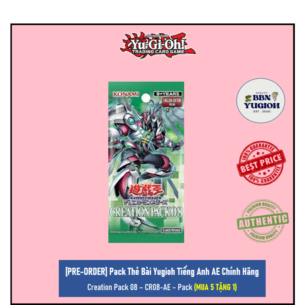 MUA 5 TẶNG 1 - Pack Thẻ Bài Yugioh Tiếng Anh AE: Creation Pack 08 - CR08-AE - Pack