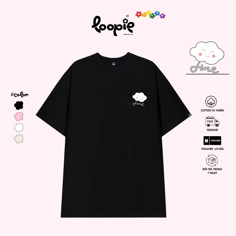 Áo Thun Bé Mây Mini Unisex Dễ Thương Loopie – LP09 Form Oversize Dành Cho Nam Nữ
