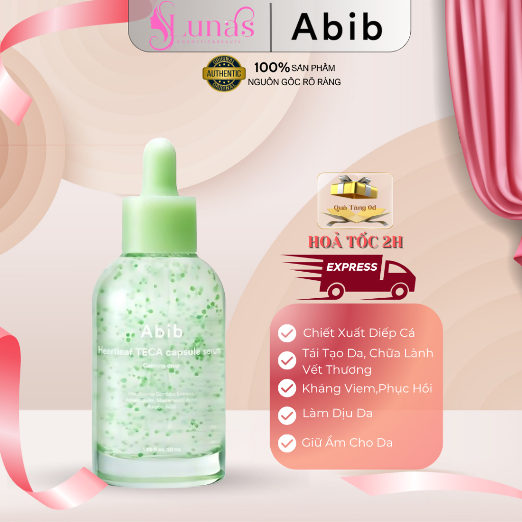 Tinh Chất Viên Nang Diếp Cá Làm Dịu Da Cấp Ẩm Abib Heartleaf Teca Capsule Serum Calming Drop 50ml Hà