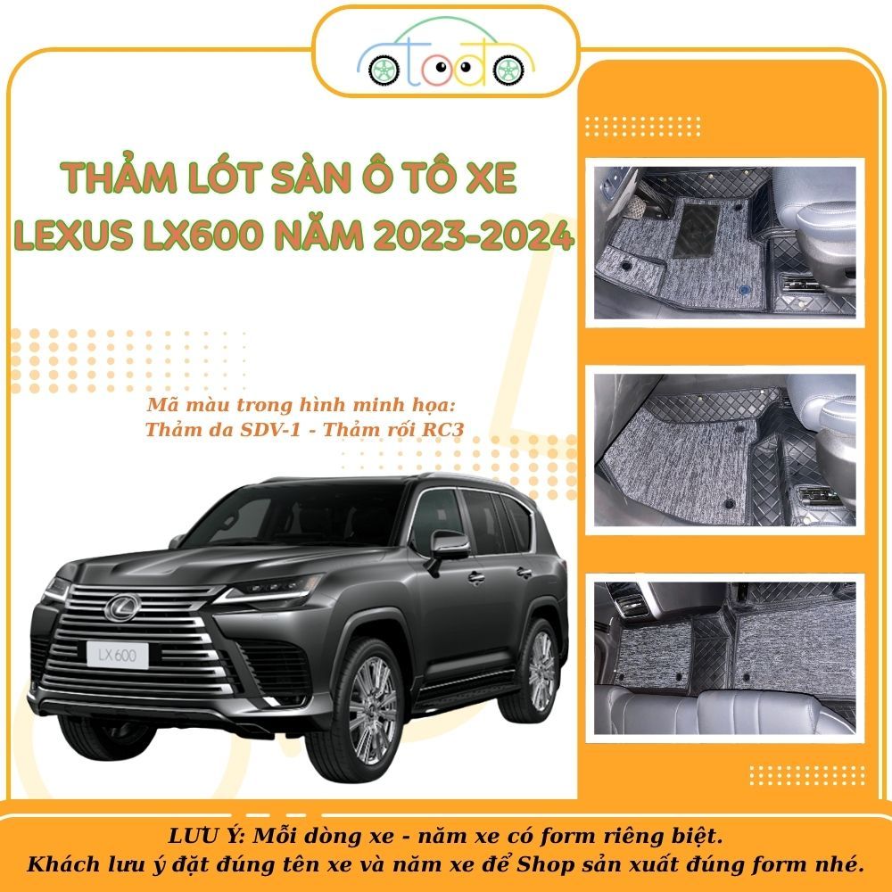 Thảm lót sàn dành cho xe 7 chỗ LEXUS LX600 năm 2023-2024