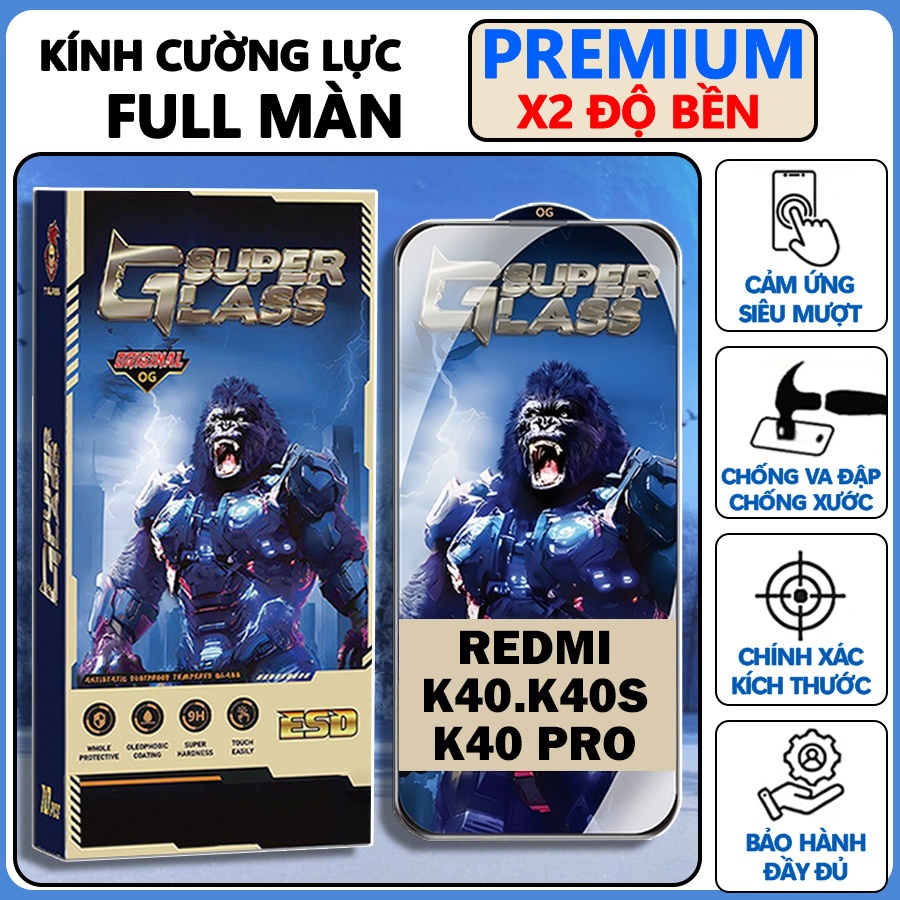 Kính cường lực Redmi K40 /K40S /K40 PRO Trong suốt full màn.Miếng dán bảo vệ màn hình