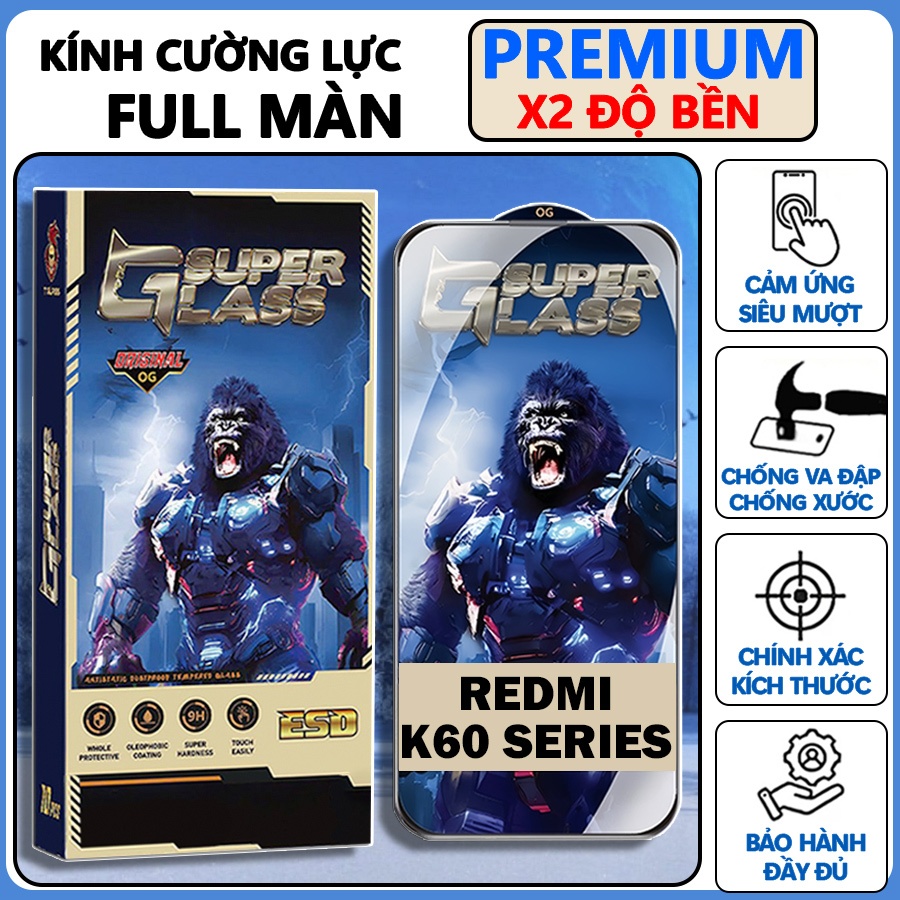 Kính cường lực Redmi K60 /K60 PRO /K60 ULTRA 5G Trong suốt full màn.Miếng dán bảo vệ màn hình