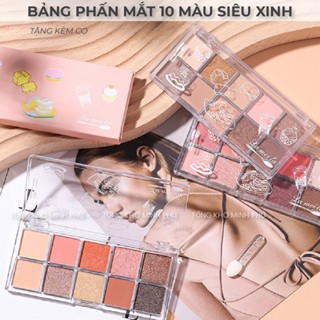  Phấn Mắt Bảng Mắt 10 Ô Màu Nhũ Lì Tông Hồng Cam Hot Trend Kèm Cọ Đánh Mắt Trang Điểm Make Up LAMEILA 